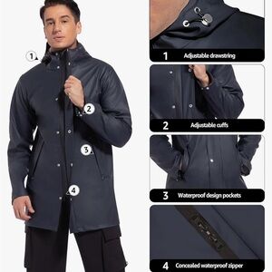 Men's Rain Jacket with Hooded Waterproof